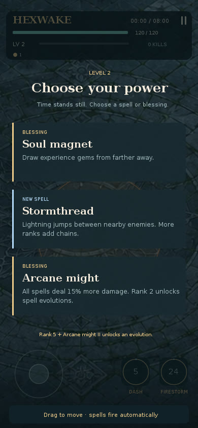 Choosing one of three powers after levelling up