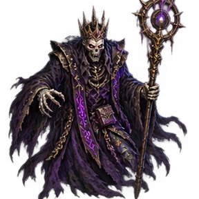 The Mother of Wraiths, a crowned skeletal sorcerer